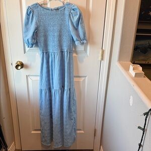 SHEIN Light Blue Smocked Kids Dress